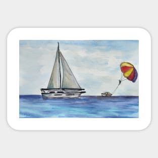 A boat on the sea illustration Sticker